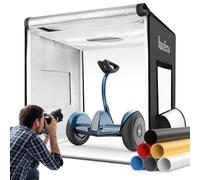 Huzofexo Set di luci per studio fotografico, 80 x 80 x 80 cm, professionale, dimmerabile, con luce LED CRI98, 6 sfondi di colore, multi-angolo per sparare