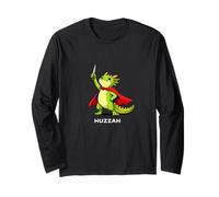 Huzzah Dragon Assassin Funny Blade Meme Novelty Quote Pun Maglia a Manica