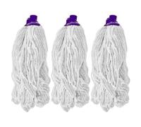 HV - Set di 3 Testine di Ricambio per Mocio - Testa di Ricambio per Spazzolone Lavapavimenti - Cotone e Poliestere - Bianco - Made in Spain