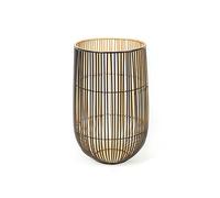 HV Tealight Holder Black/Gold- 15x15x25cm
