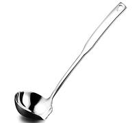 Hvanam Mestolo da cucina in acciaio inox 304 Punch in metallo luminoso Ladell cucchiai con beccuccio per versare mestoli per servire, cucinare, inscatolare, 30 cm