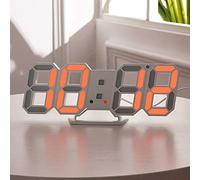 HVBIHRJIP 3D LED Digital Desktop Alarm Clock,Wall 9.5 Inch Wall Desk Timer Brightness Adjustable with Snooze Function, Night Light Clock Date,Temperature Display,Black Frame Orange Light(Green)