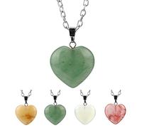 HVBIHRJIP Gemstone ing Pendant Love Heart Shape Drop Jewelry Natural Stone Penadnt Necklace (Blue Turquoise)
