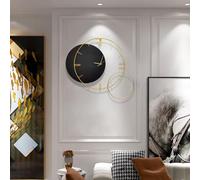 HVBIHRJIP Large modern wall clock, Roman numerals European industrial clock round metal silent for living room, kitchen,Black
