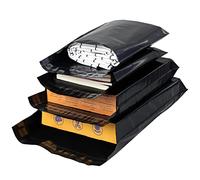 HVDHYY 100pcs Buste per Spedizioni Vinted in 4 Miste Nere Imballaggio per Pacco Tamper Evident, Borsa Postale Poli in Plastica Impermeabile, Autoadesive e Antistrappo