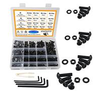 HVDHYY 1180pcs M2 M3 M4 M5 Set di Bulloni in Acciaio al Carbonio Viti a Macchina Nere Viti Assortimento di Dadi e Rondelle Kit Testa Tonda con Scatola di Immagazzinaggio