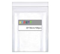 HVDHYY 260mm x 380mm A4 Sacchetto Trasparente Riutilizzabile con Cerniera 100pcs Grandi Dimensioni Sacchetto di Plastica Trasparente 160µm Addensare Borsa con Chiusura Cerniera Deposito di Vestiti