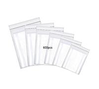 HVDHYY 600pcs Bustine Plastica Richiudibili Mixed Sacchetti Trasparenti con Chiusura per Campione Carta Piccoli Oggetti (6X9cm 7X10cm 8X12cm 9X13cm 10X15cm 12X17cm100pcs per taglia)