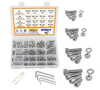 HVDHYY 945 viti a testa cilindrica M2 M3 M4 M5 con esagono incassato set di viti a testa esagonale A2-70, in acciaio inox, dadi, rondelle, kit Hex Socket Button con scatola di conservazione.