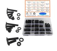 HVDHYY Bulloni e Dadi M5 M6 M8 Viti Neri Assortimento Kit Acciaio al Carbonio Rondelle Dadi Viti a Testa Piana Esagono Incassato con Scatola di Immagazzinaggio Dotato di 3 Chiavi 310pcs