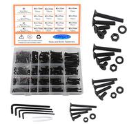 HVDHYY Bulloni e DadiM3 M4 M5 M6 Viti Neri Assortimento Kit Acciaio al Carbonio Rondelle Dadi Viti a Testa Piana Esagono Incassato con Scatola di Immagazzinaggio Dotato di 4 Chiavi 500pcs