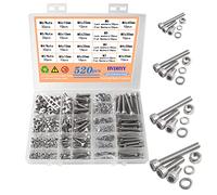 HVDHYY Bulloni Viti a Testa Esagono Incassato M3 M4 M5 M6 Viti A2-70 Viti a Testa Esagonale in Acciaio Inossidabile Dadi Rondelle Bottoni Assortimento con Scatola di Immagazzinaggio 520pcs
