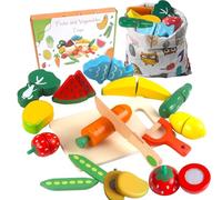 HVDHYY Frutta e Verdura Giocattolo Legno Giochi in Legno Accessori Giochi per Bambini Cucina con Cibo di Ruolo Giorno dei Bambini 2 Anni Regalo per Bambini e Bambina