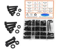 HVDHYY M5 M6 M8 Bulloni e Dadi Bulloni Viti Neri Assortimento Kit Acciaio al Carbonio Rondelle Dadi Viti a Esagono Incassato con Scatola di Immagazzinaggio Dotato di 3 Chiavi 295pcs