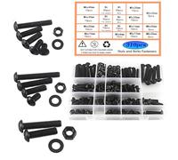 HVDHYY M5 M6 M8 Viti a Testa Bombata Nere Viti a Macchina in Acciaio al Carbonio Dadi Rondelle Assortimento Kit Testa Tonda con Scatola di Immagazzinaggio Dotato di 3 Chiavi 310pcs