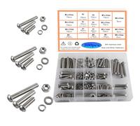 HVDHYY M5 M6 M8 Viti Bulloni e Dadi Set Viti Acciaio Inossidabile A2-70 Dadi Rondelle Assortimento Di Bottoni Cavi con Scatola Immagazzinaggio 310pcs