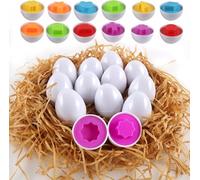 HVDHYY Uovo di Pasqua per Bambini Forma e Colore Riconoscimento Giocattolo Educativo Montessori per l'apprendimento 1 2 3 4 Anni per 12pcs