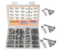 HVDHYY Viti Dadi M3 M4 M5 M6 Viti a Testa Esagonale DIN 933 A2-70 Viti Filettate in Acciaio Inossidabile Rondelle Dadi E Bulloni 16 Misure Con Scatola Riutilizzabile 520pcs
