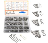 HVDHYY1180pcs Viti Bulloni e Dadi Set M2 M3 M4 M5 Viti Acciaio Inossidabile A2-70 Dadi Rondelle Assortimento Di Bottoni Cavi con Scatola Immagazzinaggio