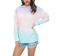 HVEPUO Felpa Donna con Cappuccio Manica Lunga Felpe Lunghe Maglioni Felpe Belle Fashion Felpe Tumbrl Arcobaleno Felpe Stilose Cappuccio Chiuso Tye Dye Viola Blu XXL