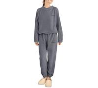 Hveuluop Gieen Set Pigiama in Velluto da Donna - Set Pigiama Peloso da 2 Pezzi, Set da Casa per Il Tempo Libero, Set da Salotto di Taglia Unica per Donne sotto la Taglia 46 Autunno e Inverno