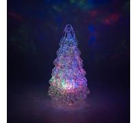 Hvfun Albero di Natale in vetro con luce colorata dinamica, funzionamento a batteria con timer per centrotavola festivo, decorazione da tavolo natalizia