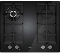 HVG6BR4C3B - Piano Cottura 4 Fuochi Gas 60 cm in Vetro Temperato Nero