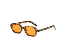 Hviomru Occhiali da sole rettangolari retrò anni '90, vintage, per uomo e donna, leopardato/arancione