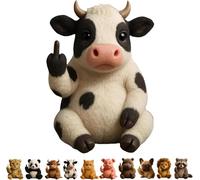 Hvjwfu Middle Finger Plush Animal Toy, Cute Funny Middle finger Plush Dog, Highland Cow, Mini Middle Finger Animal Statue, Stress Relief Decor Gift, for Home Office Desk-cow
