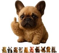 Hvjwfu Middle Finger Plush Animal Toy, Cute Funny Middle finger Plush Dog, Highland Cow, Mini Middle Finger Animal Statue, Stress Relief Decor Gift, for Home Office Desk-dog