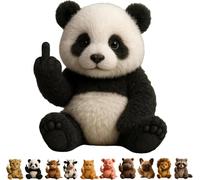 Hvjwfu Middle Finger Plush Animal Toy, Cute Funny Middle finger Plush Dog, Highland Cow, Mini Middle Finger Animal Statue, Stress Relief Decor Gift, for Home Office Desk-panda
