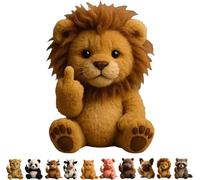 Hvjwfu Middle Finger Plush Animal Toy, Cute Funny Middle finger Plush Dog, Highland Cow, Mini Middle Finger Animal Statue, Stress Relief Decor Gift, for Home Office Desk-lion