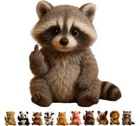 Hvjwfu Middle Finger Plush Animal Toy, Cute Funny Middle finger Plush Dog, Highland Cow, Mini Middle Finger Animal Statue, Stress Relief Decor Gift, for Home Office Desk-raccoon