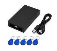 HVLOSNE Lettore RFID 125 kHz USB, Lettore di Carte ID EM4100 TK4100 Senza Contatto, Plug & Play, con 5 Badge RFID, Lettore Badge per PC, Windows, Android, Ufficio, Linux e Controllo Accessi