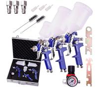 HVLP 0,8 1,4 1,7 mm 2 x H-827 + H-2000P pistola a spruzzo con valigetta in alluminio