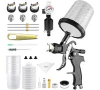 HVLP - Pistola a spruzzo con ugelli da 1,4/1,7/2,5 mm e 10 pezzi da 650 ml monouso con regolatore di pressione dell'aria per pistola a spruzzo ad aria compressa (nero)