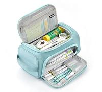 HVOMO Astuccio di grande capacità, molto grande, per penne, pennarelli, viaggi, semplice borsa per cancelleria, scuola, università, ufficio, organizer per adolescenti, ragazze, adulti, studenti (verde