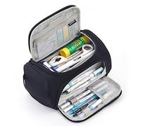 HVOMO Astuccio di grande capacità, molto grande, per penne, pennarelli, viaggi, semplice borsa per cancelleria, scuola, università, ufficio, organizer per adolescenti, ragazze, adulti, studenti (nero)