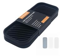 HvOvMvE Vassoio organizer in silicone, porta sapone e spugna per lavello da cucina, bagno, vassoio portaoggetti per scopino, dispenser di sapone, accessori per lavare i piatti, confezione da 2 (nero)