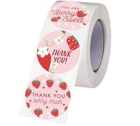 HVRFJXI 500 etichette adesive con scritta "Thank You" a forma di fragola, per sigillare buste, imballaggi, matrimoni, San Valentino
