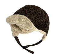 HVRFJXI Cappello invernale foderato termico in finto cappello invernale regolabile per sci, escursionismo e pendolarismo quotidiano, design unisex confortevole paraorecchie, Stampa leopardata, Taglia