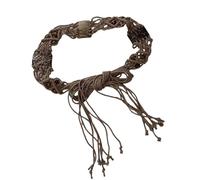 HVRFJXI Cintura intrecciata in cotone regolabile nappe cravatta in vita tendenza medievale accessorio moda donna ampia cintura intrecciata medievale, cachi, Taglia unica
