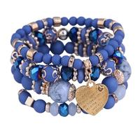 HVRFJXI Elastico multistrato elasticizzato con ciondolo a forma di cuore in cristallo e dettaglio frangia per donne hippie ispirato all'amicizia elastica, Misura unica, come descritto