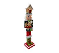 HVRFJXI House Hat Schiaccianoci che tiene biscotto Famiglia Legno Vacanze Figurine Giocattolo Natale Soldato Re Burattino Ornamento Desktop Festival Schiaccianoci Statua