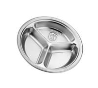 HVRFJXI Piatto rotondo a 3 scomparti in acciaio inox per separare gli alimenti, salvaspazio, piatto da portata da cucina, accessori da pranzo per la famiglia