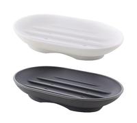 HVRFJXI Portasapone flessibile in silicone per doccia, bagno e cucina, confezione da 2 (grigio + bianco) vassoio flessibile antiscivolo per scolare i piatti