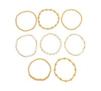 HVRFJXI Set di ciondoli a forma di croce gotica con perle d'imitazione irregolari, gioielli hip hop, idee regalo, bracciali a strati per le donne, Misura unica, come descritto