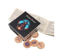 HVRFJXI Set di simboli di divinazione intagliati a mano in legno con istruzioni e borsa per la conservazione, strumento di meditazione con simboli delle rune in legno intagliato a mano, con istruzioni