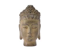HVRFJXI Statua a forma di testa di Buddha per meditazioni, spazio e altari spirituali, resina color pietra, statuetta buddista, ornamento buddista