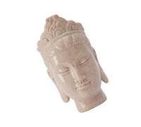 HVRFJXI Statua a forma di testa di Buddha per meditazioni, spazio e altari spirituali, resina color pietra, statuetta buddista, ornamento buddista